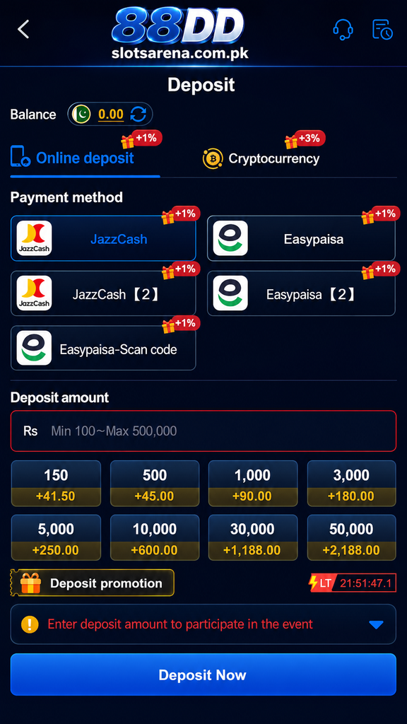 88DD Game deposit and payment methods