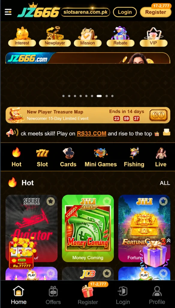 JZ666 Game Lobby Screen.