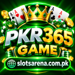 PKR365 Game casino banner with slotsarena.com.pk branding